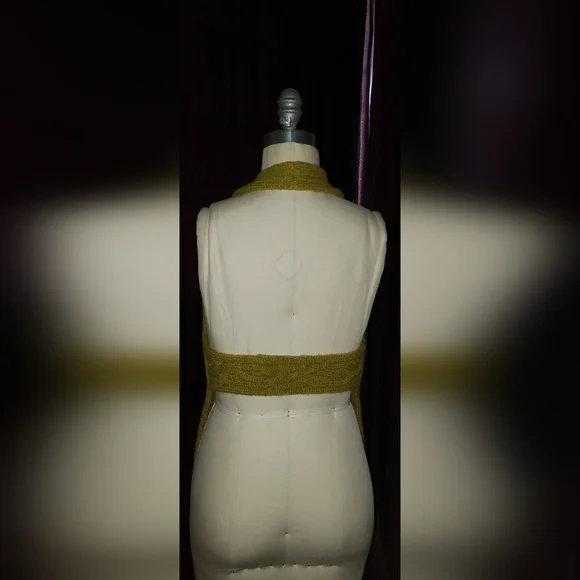 Proenza Schouler Chunky  Mustard yellow green tones wool halter top - Picture 4 of 9